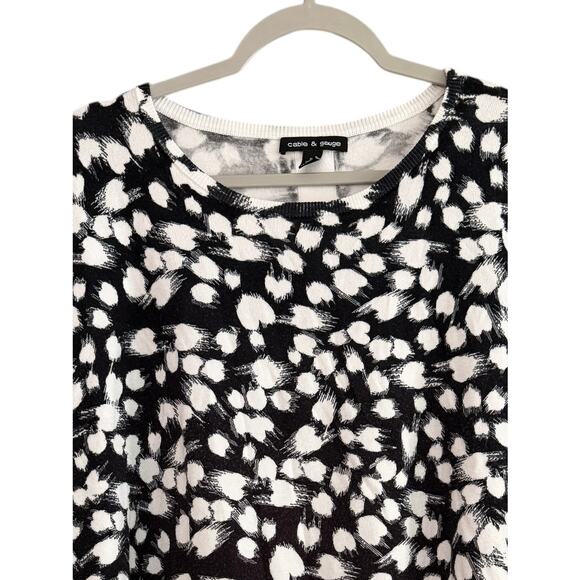 Cable & Gauge 2X White Black Rayon Lightweight LS Sweater Back Button All Season - Picture 4 of 7